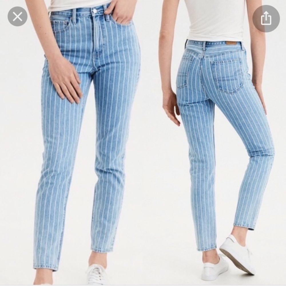 AEO striped mom jeans tall
